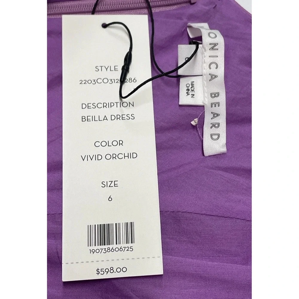 NWT Veronica Beard Beilla‎ One Shoulder Midi Dress Vivid Orchid Size 6 MRSP $598